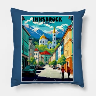 Innsbruck Austria Vintage Travel and Tourism Advertising Print Pillow
