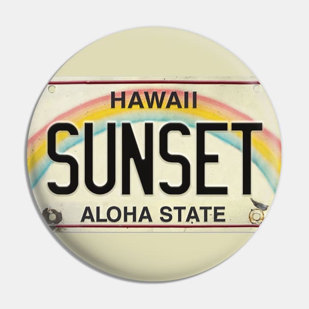 Vintage Hawaii License Plate SUNSET Pin by HaleiwaNorthShoreSign