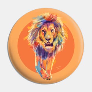 The King, Orange Edition, Colorful Lion Illustration Pin