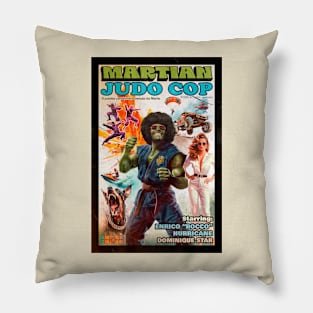 Martian Judo Cop, retro VHS design Pillow