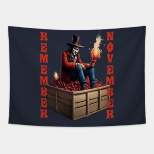 Guy Fawkes Sitting On Top Of A Box Of Dynamite Remember November Tapestry