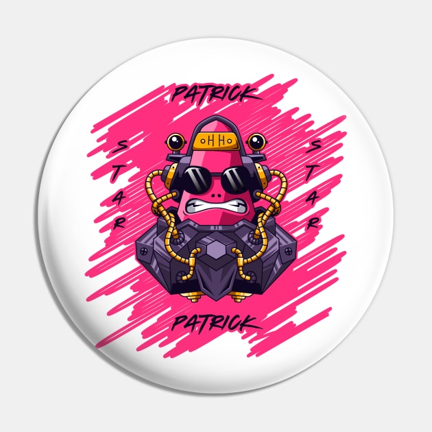 Patrick Star Cyborg Illustration Artwork Pin by Wudel Mbois