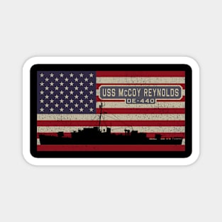 McCoy Reynolds DE-440 Destroyer Escort Ship Diagram USA American Flag Gift Magnet