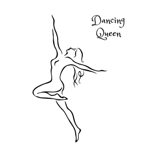 Dancing queen line art. Dancing girl minimalist design. T-Shirt