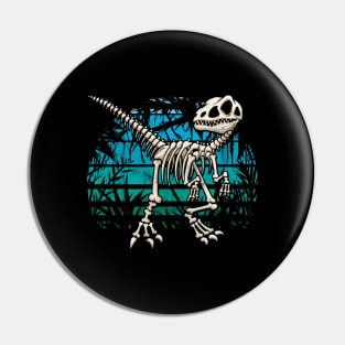 Skeleton Raptor Velociraptor Blue Jungle Dino Pin