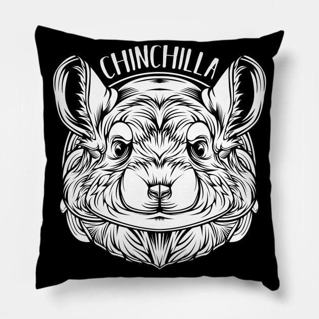 Chinchilla - Trendy Line-Art Chinchillas Rodent Pillow by Lumio Gifts