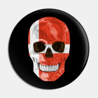 Denmark Flag Skull - Gift for Danish With Roots From Denmark Pin