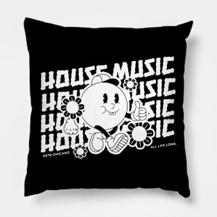 HOUSE MUSIC  - Thumb Up Smiley Guy (white) Pillow