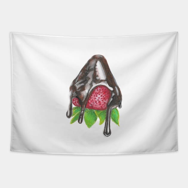 Chocolate Dipped Strawberry Tapestry by ReneeDixonArt