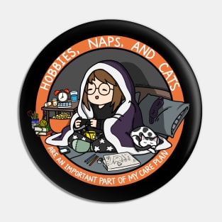 Hobbies, Naps, and Cats (Orange) Pin