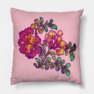 Boho Flowers Stencil Style Pillow