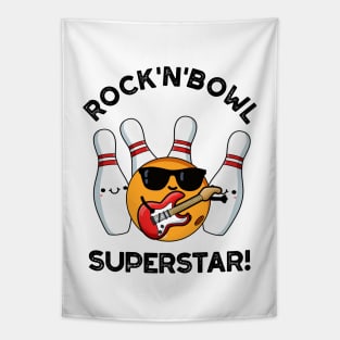 Rock And Bowl Superstar Funny Bowling Pun Tapestry