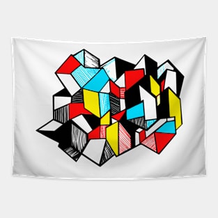 Geometric City futuristic abstract cool Tapestry