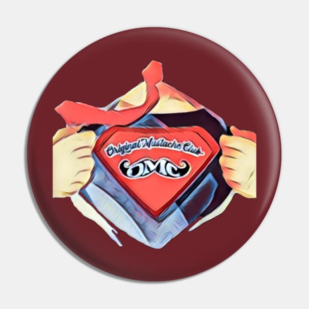 Keepers of the 'Stache - Red Superhero Vest Pin by Donut Duster Designs