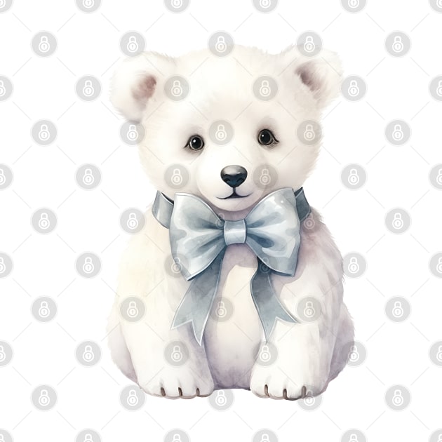 Polar Bear Wearing Bow by Chromatic Fusion Studio