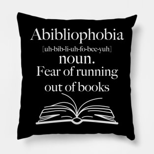 Abibliophobia definition, Book Lover gift idea, crazy book lady and book worm Pillow