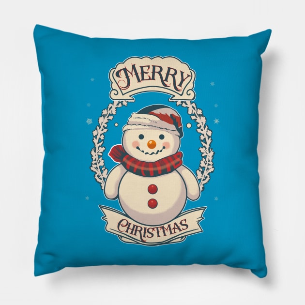 Merry Christmas Snowman Pillow by Elijah101