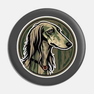 Saluki Camouflage Motif Pin