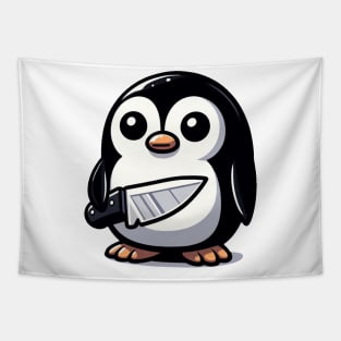 penguin with a knife Tapestry