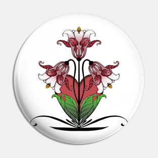 Art Nouveau Love Heart Iris Pin