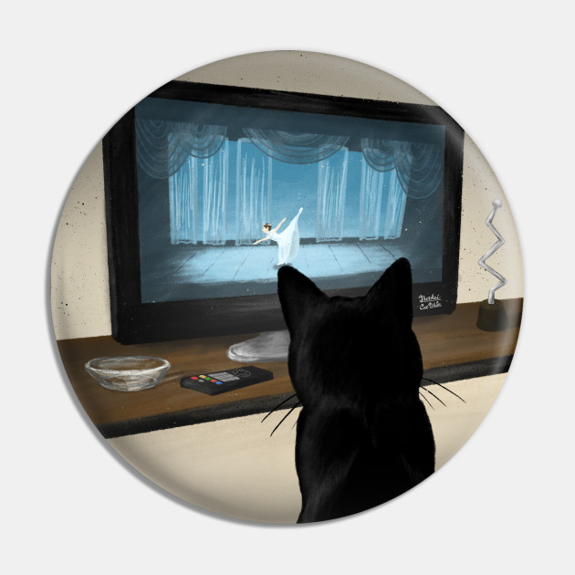 Watching Tv Cat Pin Teepublic