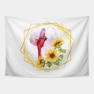 Sunflowers Cardinal Birds Tapestry