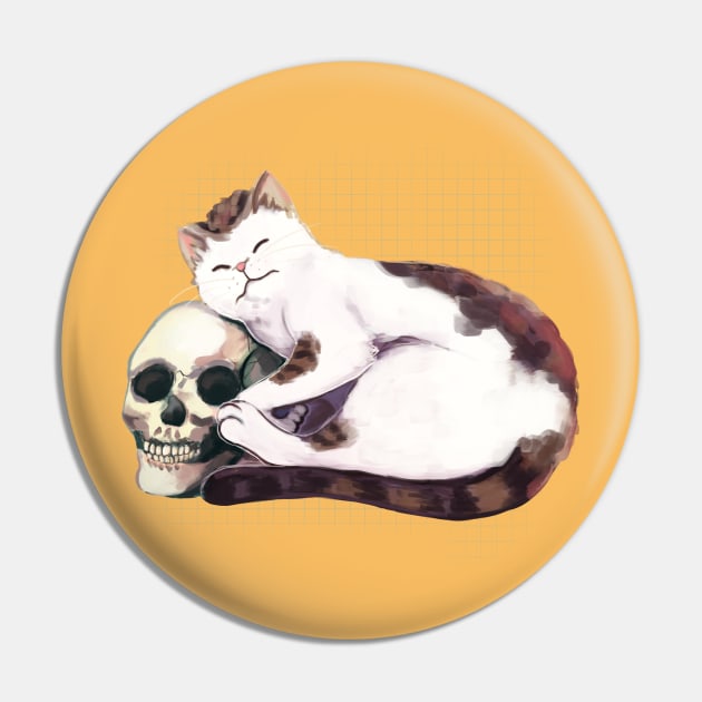 Skull Cat Pin by staypee