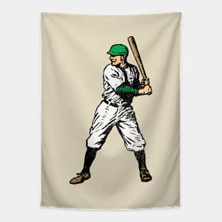 Vintage Baseball Player (Green - distressed) Tapestry