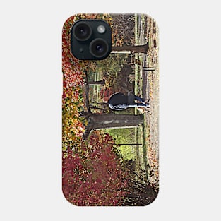 Man Walking Dog in Autumn Park Phone Case