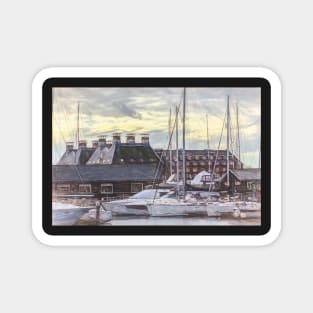 Buildings and Boats on Ipswich Waterfront Magnet