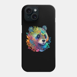 Sunset and Colorful funnyPanda, floral tattoo, panda bear rainbow color, colored Phone Case