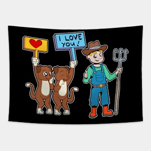 Dogs love the farmer Tapestry