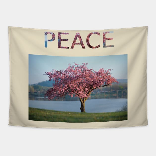 Peace Cherry Blossom Tapestry by nelllkata