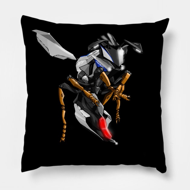 Yamaha R1 Wasp Grey Pillow by MOTORIND