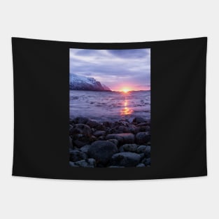 Rocky Lofoten Sunset Tapestry