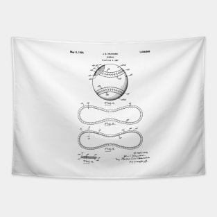 Baseball Patent - Softball Art - Black And White Tapestry