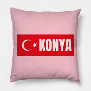 Konya City in Turkish Flag Pillow