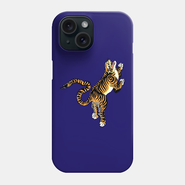 Leaping and Jumping Japanese Tiger Phone Case by Pixelchicken