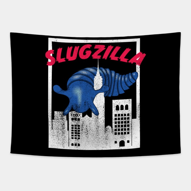 Blue Slugzilla 3D Printed Sensory Slug Rampages New York! Tapestry by YourGoods