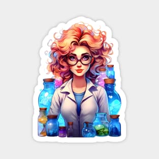 Cartoon Style Portrait - Woman Doctor/Scientist/Lab Worker/Chemist Magnet