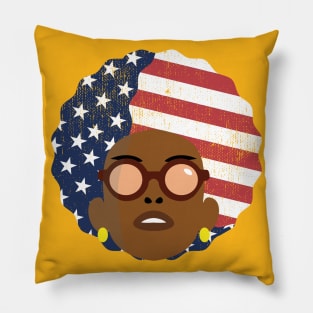 American Flag Afro Girl Pillow