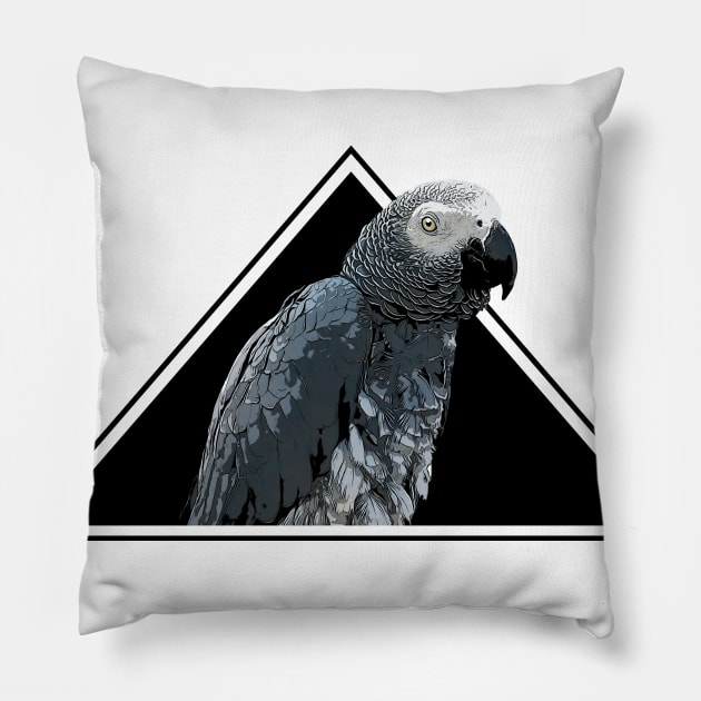 80s Retro African Grey Parrot Pillow by BirdNerd