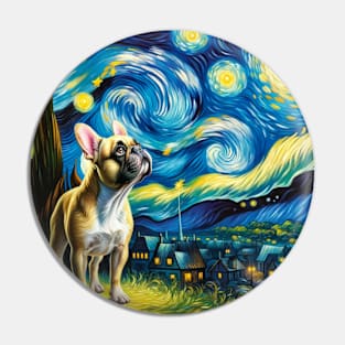 Starry French Bulldog Dog Portrait - Pet Portrait Pin