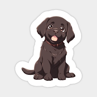 Cute Black Retriever Waiting Magnet