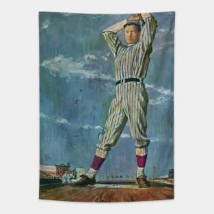 Vintage Sports Baseball, Pitcher on the Pitching Mound Tapestry