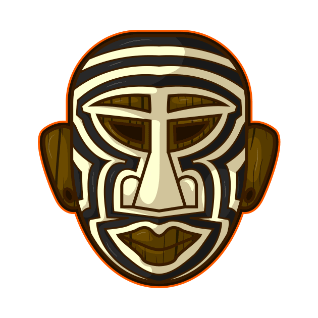 an ancient african mask aboriginal design of a man with zebra patterns by Drumsartco