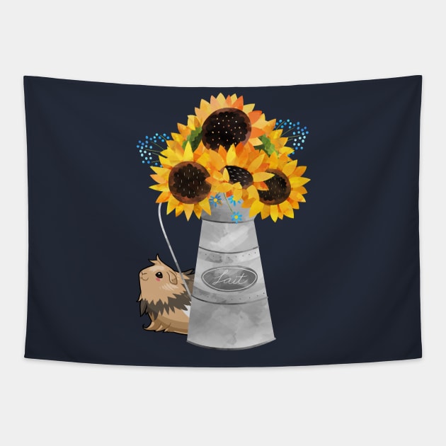 Sunflowers and Guinea Pig Tapestry by My Furry Friend