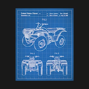 ATV Quad Bike Patent - Off-Roader Motorsports Fan Art - Blueprint T-Shirt