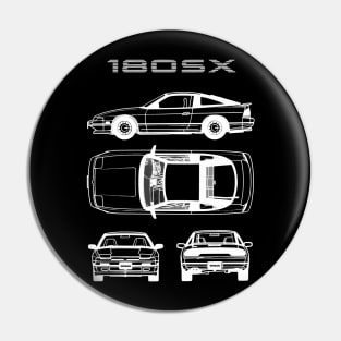 Nissan 180SX White Blueprint Pin