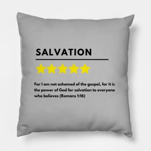 Salvation positive review meme, black text Pillow